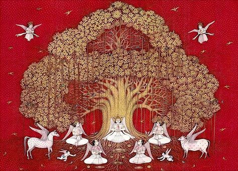 Kalpavriksha Tree Wallpaper, Kalpa Vriksha Tree, Kalpavruksh Tree Design, Kalpavriksha Tree Painting, Kalpvriksh Tree Wallpaper, Kalpavruksh Tree Painting, Kalpvriksh Tree, Kalpavruksh Tree, Jain Cosmology