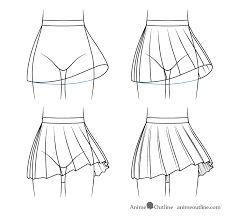 How To Draw Anime Skirt, School Skirt Drawing, How To Draw Shirts Female, Anime Skirt Reference, How To Draw A Shirt Female, Skirt Drawing Tutorial, How To Draw Shirts, Skirt Drawing, Wind Drawing