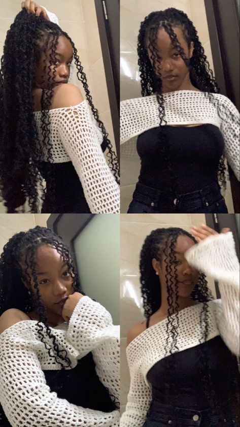 Wavy Passion Twist, Mini Passion Twist Hairstyles, Mini Passion Twists Crochet, Goddess Mini Passion Twists, Black And White Passion Twists, Mini Passion Twists Styles, Knotless Mini Passion Twists, Passion Twists With Accessories, Mini Passion Braids