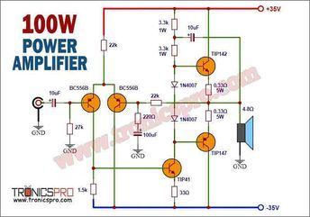 Power Amplifier Circuit Diagram, Yamaha Mixer, Amplifier Circuit Diagram, Amplificatori Audio, Electronics Projects Diy, Circuit Design, Audio Amplifier, Circuit Diagram, Electronics Circuit