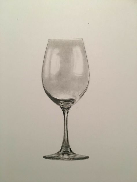 Drawings Of Wine Glasses, Wine Glass Pencil Sketch, Drawing Glasses Reference, Wine Glass Drawing Pencil, Broken Wine Glass Sketch, Glass Sketch Pencil Drawings, Glass Shading Drawing, Wine Glass Drawing Reference, Glass Cup Drawing