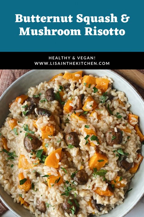 Mushroom And Butternut Squash Recipes, Squash Mushroom Recipe, Mushroom Squash Recipes, Mushroom Butternut Squash, Maple Butternut Squash Risotto, Mushroom And Squash Recipes, Butternut Squash Mushroom Recipes, Butternut Squash Mushroom Risotto, Rissoto Recipes Dairy Free