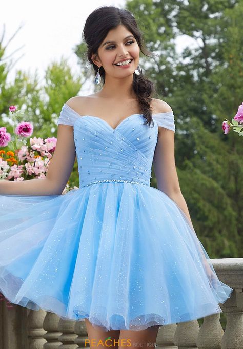 Navy Blue Dama Dresses, Blue Dama Dresses, Quince Dama Dresses, Homecoming Dresses White, Quinceanera Dama Dresses, Mertensia Virginica, Light Blue Party, Surprise Dance Outfits, Blue Party Dresses