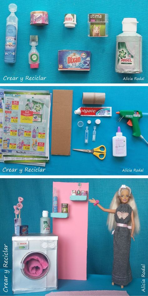 😍 7  ideas de miniaturas 😁 simples, fáciles y con reciclaje ♻️ DIY 👉 Suscríbete a mi blog y mi canal de YouTube ✔️ #crearyreciclar http://crearyreciclar.com/?p=3107 Barbie Diy Accessories, Barbie House Furniture, Diy Barbie House, Accessoires Barbie, Doll Furniture Diy, Diy Barbie Clothes, Barbie Dolls Diy, Diy Barbie Furniture, Doll House Plans