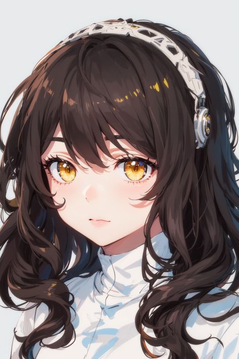 Anime Female Brown Hair Brown Eyes, Anime Brown Hair Woman, Anime Oc Female Brown Hair, Black Hair Yellow Eyes, Artstyle Study, Dark Black Hair, Anime Brown Hair, Pelo Cafe, Oc Face