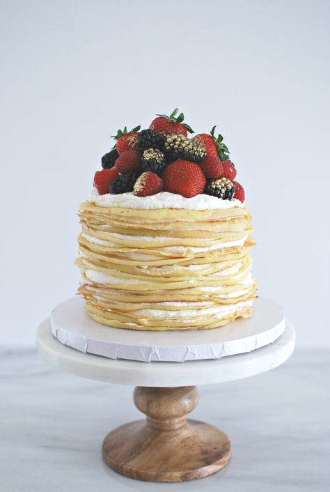 Crepe wedding cake with fresh fruit Wedding Crepe Cake, Crepe Wedding Cake, Pancake Wedding Cake, Cake With Fresh Fruit, French Wedding Cakes, Pancake Cake, Crepe Cake, Wedding 2024, Wedding Cake Inspiration