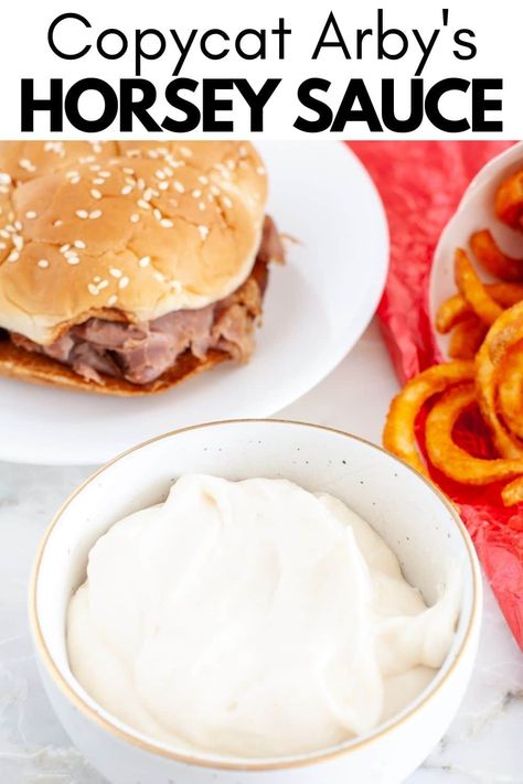 Horsey Sauce Recipe, Arbys Horsey Sauce Recipe, Horsey Sauce, Arby's Sauce, Easy Sauce Recipe, Homemade Sauce Recipes, Cheese Sauce Recipe, Roast Beef Sandwiches, Homemade Condiments