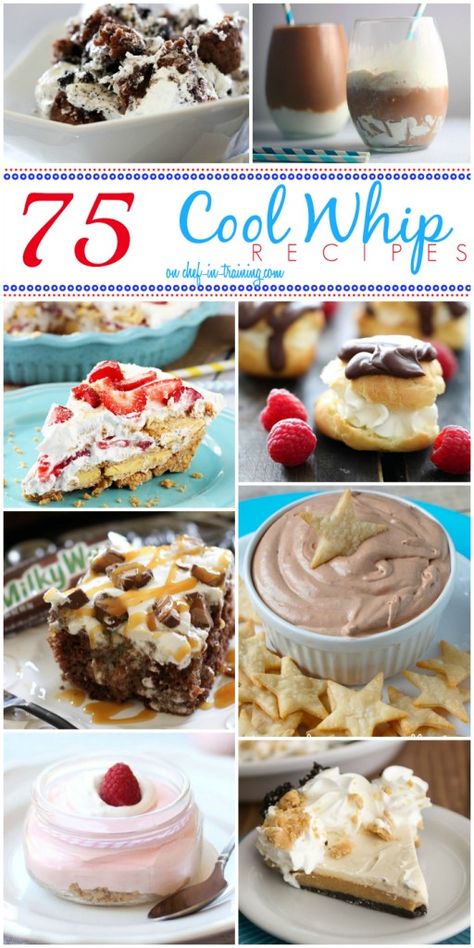 Desserts With Cool Whip, Cool Whip Recipes, Whip Recipes, Different Desserts, Homemade Cream Puffs, Recipes With Cool Whip, Cool Whip Cookies, Whipped Cream Desserts, Cool Whip Desserts