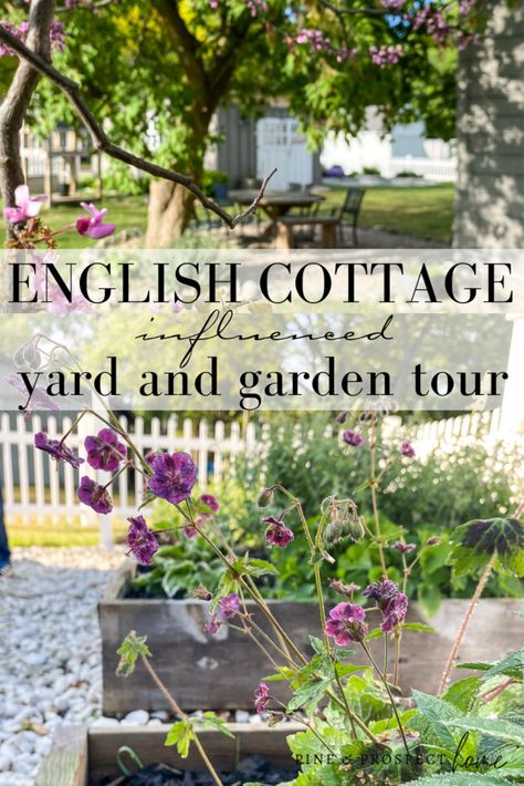 Cottage Garden Books, English Cottage Backyard Patio, Country Cottage Landscaping Front Yards, English Patio Ideas, English Garden Patio, Pine And Prospect Home, Pine And Prospect, Country Patio, Cottage Patio