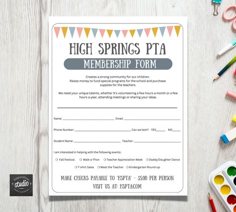 Pta Membership Drive Flyer, Pta Membership Drive, Pto Membership, Membership Form, Pta Membership, Parent Volunteers, Room Mom, Registration Form, Form Template