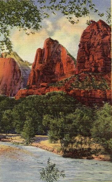 Zion National Park Utah, Travel Postcard, Nature Posters, Utah National Parks, Modern Photography, National Park Posters, Vintage Landscape, Vintage Poster Art, Vintage Linen