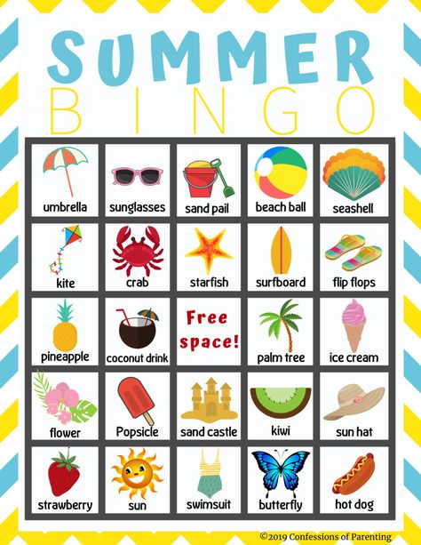 Kick-off the start of your summer holidays with this fun and free Summer bingo printable! This free printable is a great way to set the tone for your summer as you and your family play with this fun summer bingo set! #freeprintable #kids #bingo #fun #printable Bingo Printable Free, Bingo Free Printable, Summer Bingo, Free Printable Bingo Cards, Bingo Games For Kids, Free Bingo Cards, Bingo For Kids, Bingo Sheets, Bingo Template