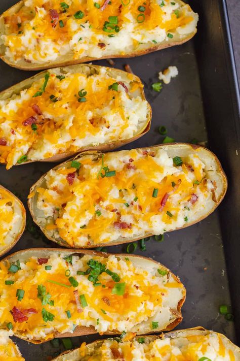 Twice-Baked Potatoes Recipe Double Baked Potatoes, Twice Baked Potatoes Recipe, Leftover Baked Potatoes, Natashas Kitchen, Oven Baked Bacon, Air Fryer Baked Potato, Creamy Potato Soup, Baked Potato Recipes, Potato Recipes Side Dishes