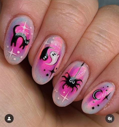 Pink Halloween Nails, Halloween Nails Ideas, Feminine Female, Rosa Dress, Scream Halloween, Nails Trends, The Haunting, Halloween Nail Designs, Halloween Nail