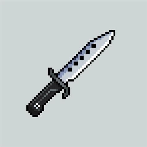 Pixel art illustration Knife. Pixelated Knife. Survival Combat Knife  pixelated for the pixel art game and icon for website and video game. old school retro. Knife Pixel Art, Icon For Website, Pixel Art Games, Knife Art, Cool Knives, Logo Banners, Cityscape Photos, Heart With Arrow, Marketing Design