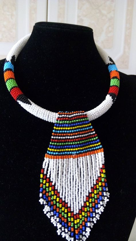 ON SALE White Beaded Necklace - African Jewelry - Maasai Necklace - Tribal Jewelry - Zulu Necklace - South African Jewelry, Zulu Necklace, Elegant Statement Necklace, Pokemon Jewelry, White Beaded Necklace, White Beaded Necklaces, Necklace African, Wholesale Necklaces, Dainty Diamond Necklace