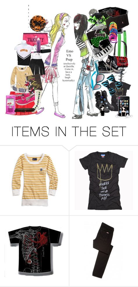 "Emo VS Prep" by we-re-identical ❤ liked on Polyvore featuring art You Think, Polyvore, Tv, Art