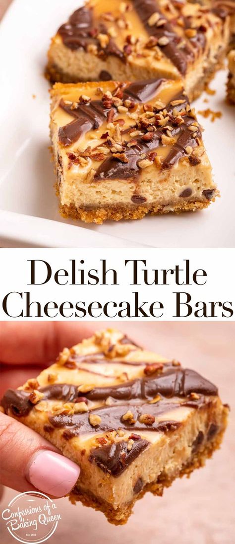 Gooey Recipes, Turtle Cheesecake Bars, Blondies Recipes, Vanilla Cheesecake Recipes, Caramel Cheesecake Recipes, Assorted Cookies, Gluten Free Lemon Bars, Lemon Cheesecake Recipes, Turtle Cheesecake