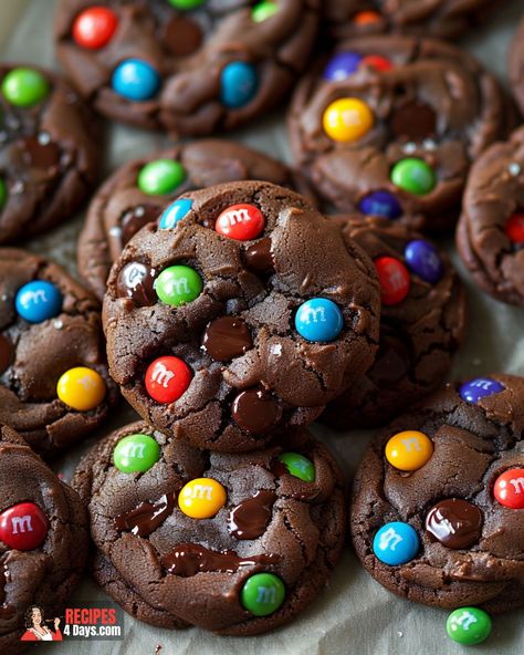 Chocolate M&M Cookies M&m Cookies, Chocolate M M Cookies, Mnm Cookies, Blueberry Sorbet, M M Cookies, Delicious Treats, Snacks Recipes, Chewy Cookie, Gluten Free Cookies