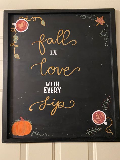 Psl fall pumpkin spice chalkboard chalk art starbucks menu board coffee latte love Fall Chalkboard Coffee Shop, Fall Menu Chalkboard, Fall Coffee Board Ideas, Pumpkin Spice Chalkboard Art, Fall Boutique Chalkboard Ideas, Fall Coffee Chalkboard Art, Starbucks Menu Board, Coffee Chalkboard Art, Fall Chalk Art