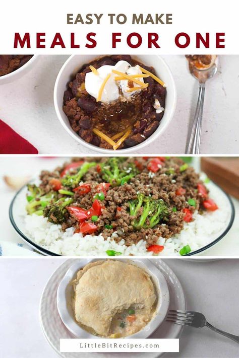 Cooking for one can be a challenge but it doesn't have to be. These easy meals for one person are perfect for any day of the week. Easy Meal For One Person, Meal Planning For One Person, Single Food Meals, Easy Single Person Meals, Healthy Meals For 1, 1 Person Meals, Meals For 1 Person, Single Person Meals, Meals For One Person Easy