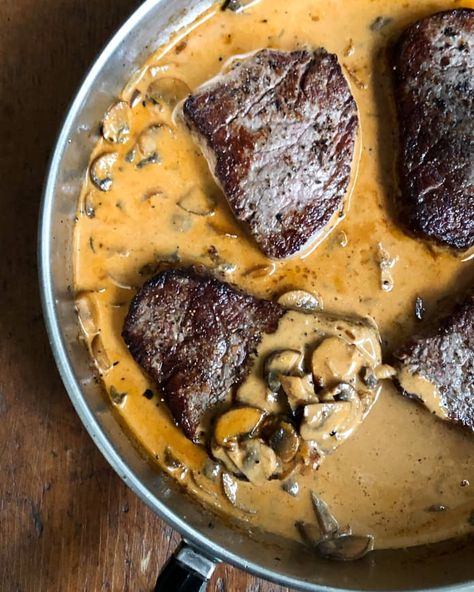 Steak Diane Recipe (Beef Tenderloin with Mushrooms) | Kitchn Steak Diane Sauce, Diane Sauce, Steak Diane Recipe, Easy Steak Dinner, Steak Dinner Recipes, Steak Diane, Leftover Steak, Best Beef Recipes, Tender Steak