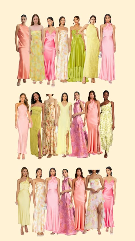 Brides Maids Dresses, Dress Code Wedding, Yellow Bridesmaids, Sorority Girl, Dresses Pink, Team Bride, Chic Wedding, Maid Of Honor, Dress Codes