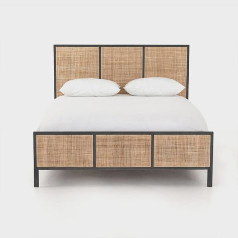 Shop — Annie & Flora Market Rattan Bed Frame, Bed Measurements, Cane Bed, Rattan Bed, Caned Headboard, King Platform Bed, Queen Platform Bed, High Fashion Home, Black Bedding