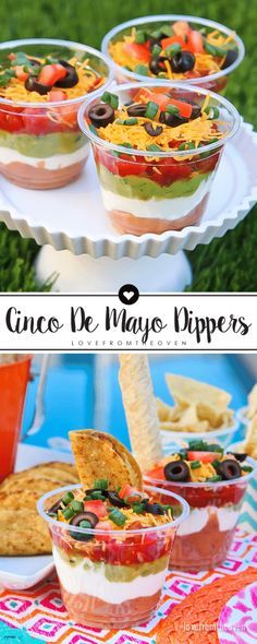 Easy Cinco De Mayo Snacks • Love From The Oven Tacobar Party, Taco Bar Party, Mexikansk Mat, Seven Layer Dip, Mexican Fiesta Party, Fiesta Birthday Party, Layer Dip, Taco Party, Taco Bar