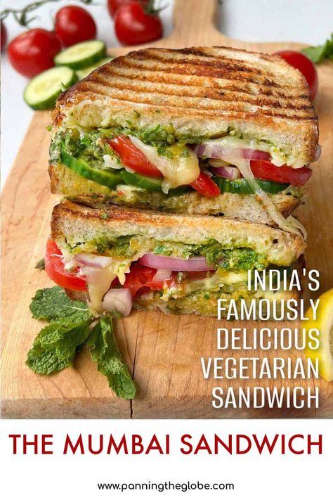 This beautifully-spiced, veggie-packed Mumbai Sandwich is a popular and irresistible Indian street food that's easy to cook at home. #Vegetarian #Sandwich #Panini #GrilledSandwich #Masala #Chutney Mumbai Sandwich Recipes, Vegetarian Sandwich Recipes Indian, Vegetarian Panini Recipes, Grilled Sandwich Recipes Vegetarian, Chilli Sandwich, Panini Vegetarian, Indian Sandwich Recipes, Veg Sandwich Recipes, Mumbai Sandwich