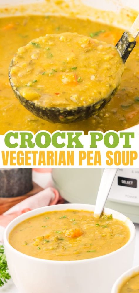 Pea Soup Recipe Slow Cooker, Split Pea Soup Crockpot Vegetarian, Vegetarian Split Pea Soup Slow Cooker, Split Pea Soup Recipe Vegetarian, Creamy Split Pea Soup, Crockpot Pea Soup, Instapot Split Pea Soup, Slow Cooker Pea Soup, Split Peas Recipes