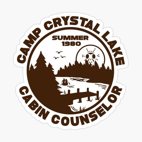 Get my art printed on awesome products. Support me at Redbubble #RBandME: https://www.redbubble.com/i/sticker/Camp-Crystal-Lake-Cabin-Counselor-by-mralphcreative/67857901.EJUG5?asc=u Camp Crystal Lake Counselor, Lake Svg, Camp Crystal Lake, Lake Cabin, Camp Counselor, Lake Lodge, Halloween 2022, Sticker Designs, Free Camping