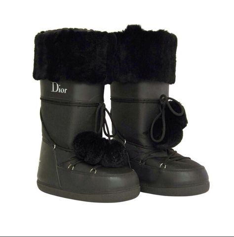 Dior Moon boots Dior Moon Boots, 2000s Shoes, Ski Fits, Shoes Png, Dior Boots, Hogwarts Dr, Fur Snow Boots, Moon Boot, Funky Shoes