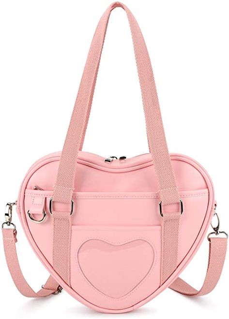 Amazon.com: STEAMEDBUN Ita Bag Crossbody Heart Shaped Purse for Anime Pins Display: Shoes Pins Display, Heart Shaped Purse, Display Shoes, Japanese Uniform, Heart Tote Bag, Anime Pins, Ita Bag, Soft Heart, Transparent Bag