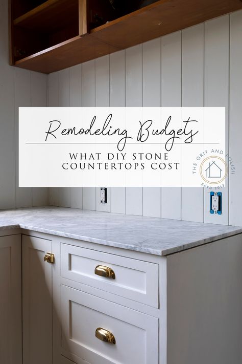 Farmhouse Kitchen // What our DIY Marble Countertops Cost — The Grit and Polish Diy Marble Countertops, Cost Of Countertops, Stone Countertops Kitchen, The Grit And Polish, Grit And Polish, Budget Remodel, Renovation Budget, Diy Marble, White Kitchen Decor