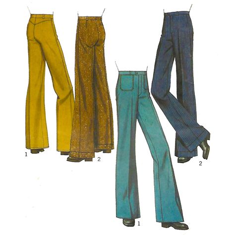 Vintage 1970s Sewing Pattern Mens Flared Trousers Various - Etsy Retro Trousers With Belt Loops, Retro Full-length Bottoms With Belt Loops, Retro Full Length Bottoms With Belt Loops, 70s Fashion Men, Men Pants Pattern, 1970s Sewing Patterns, Patron Vintage, Sailing Outfit, Flared Trousers