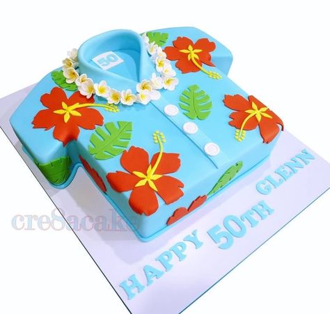 Hawaiian Shirt Birthday Cake Hawaiian 70th Birthday Cake, Hawaiian Theme Cake For Men, Hawaii 5-0 Birthday Cake, Hawaiian Cake Ideas For Men, Hawaiian Shirt Cake, Hawaii Cake Ideas Hawaiian Birthday, Tiki Cake Ideas, Birthday Cake For Dad Father, Hawaii Birthday Cake