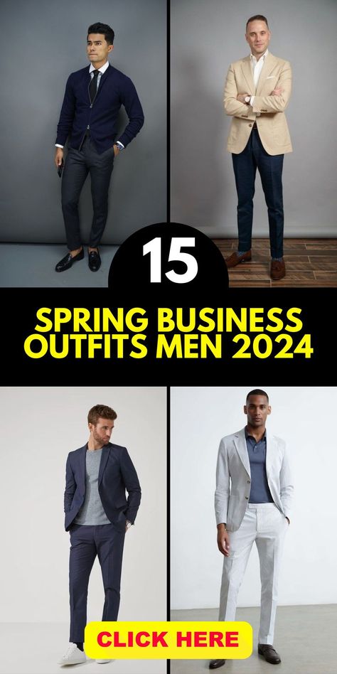 Discover the essence of spring business outfits for men in 2024, combining a core aesthetic with professional attire. Ideal for the office, young professionals can explore stylish options, including suits, mens dress essentials, and smart-casual pieces for a versatile work wardrobe Work Outfits Men Offices, Banker Outfits Men, Smart Casual Men Outfit Work Office, Spring Business Casual Outfits Men, Male Business Casual Outfits, Office Outfits Men Young Professional, Business Outfits Men, Business Casual Men Work Offices, Business Professional Outfits Men