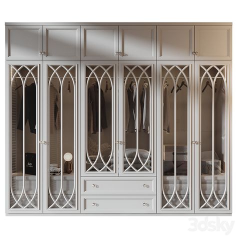 Furniture Composition | 2478 - Wardrobe & Display cabinets - 3D model New Classic Wardrobe Design, Classical Cupboard Design, Wardrobe With Showcase Design, Cnc Cabinet, Neoclassical Wardrobe, Neo Classical Wardrobe Design, Door Wardrobe Design, Royal Wardrobe Furniture, Wardrobe Shutter Design