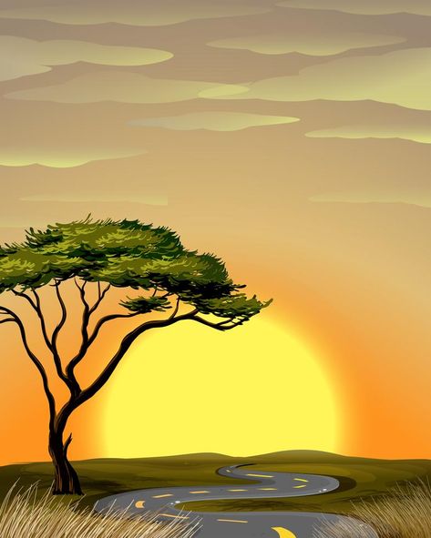 Murals Ideas, Safari Clipart, Field At Sunset, Mickey Safari, Wooden Floor Lamps, Wooden Floor, Painting Art Projects, Floor Lamps, The Road