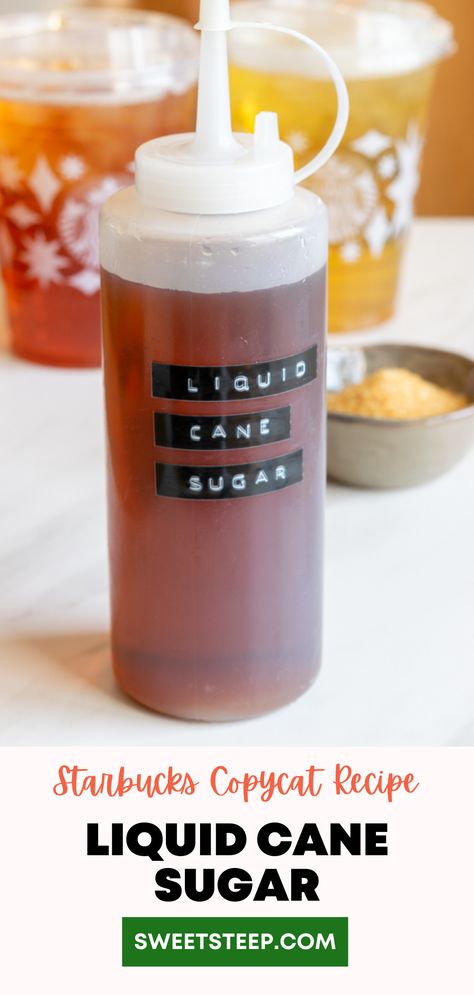 This DIY Starbucks liquid cane sugar recipe is the perfect syrup for sweetening iced tea and any other cold drink. See how to make this simple syrup that's also delicious in coffee and hot tea. #starbucks #liquidcanesugar #recipe #diy #howtomake #icedtea #simplesyrup #coffeesyrup Cane Syrup Recipes, Cane Sugar Recipes, Cane Syrup, Unsweetened Iced Tea, Minimalist Food, Iced Tea Drinks, Starbucks Tea, Iced Tea Lemonade, Liquid Sugar