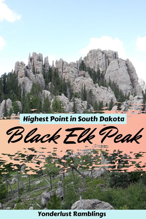 Ever wondered where the highest peak in South Dakota was? Nestled in the rugged Black Hills Wilderness is the Black Elk Peak Trail, a challenging, spire filled day hike that shows off the best of this region! Get your complete guide to conquering Black Elk Peak South Dakota!  #blackelkpeak #southdakotahiking #blackelkpeaktrail #blackelkpeaksouthdakota #activetravel #yonderlustramblings Black Elk, Stone Tower, Hiking Training, Badlands National Park, Itinerary Planning, Hiking Guide, Hiking Destinations, Usa Travel Guide, Amazing Travel Destinations