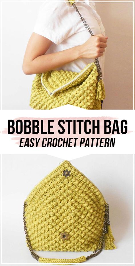 crochet Bobble Stitch Bag pattern - easy crochet bag pattern for beginners Bobble Crochet Pattern, Stitch Bag Pattern, Crochet Bobble Stitch, Easy Crochet Bag, Stitch Purse, Stitch Bag, Bobble Crochet, Crochet Bobble, Crochet Bag Pattern Free