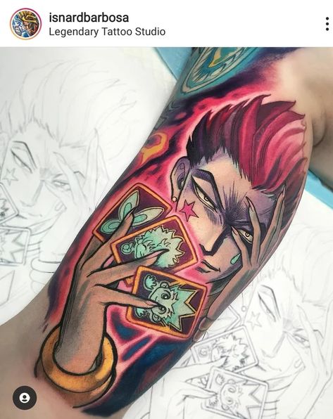 Hisoka from Hunterxhunter By IsnardBarbosa Legendary studio Dublin : tattoo Hisoka Tattoo, Dublin Tattoo, Joker Card Tattoo, Note Tattoo, Joker Card, Clock Tattoo, R Tattoo, Card Tattoo, Professional Tattoo