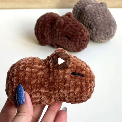 ➿CROCHET AMIGURUMI PATTERNS➿ on Instagram: "No SEW Baby Capybara CROCHET PATTERN (link in bio) --------------------------- SIZE: 2.7” x 3.15” x 4,7” (7 cm x 8 cm x 12 cm) CROCHET LEVEL: Easy TIME: 25-40 min REQUIRED MATERIALS - Yarn. I used super bulky plush yarn Himalaya Dophin Baby 120m/100g (131yds/100g); Also you’ll need some fine cotton yarn for the muzzle (I used Yarnart Begonia black color 0999); – 4.5 mm (H-7 US) crochet hook; – Stuffing (I used synthetic filler holofiber); – Big and small yarn needle, scissors. --------------------------- Stitches/Terms Used (US Terminology): MR = magic ring St = stitch Sc = single crochet Inc = increase (crochet 2 stitches in 1 stitch) Dec = decrease (crochet 2 stitches together) BO = bobble stitch yo = yarn over Rnd(s) = round(s) () = number of Easy No Sew Crochet Amigurumi, Bulky Yarn Amigurumi, Capybara Crochet Pattern, Increase Crochet, Decrease Crochet, No Sew Baby, Capybara Crochet, Baby Capybara, Crochet Stuffies