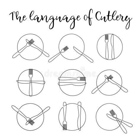 Continuous one line plate with fork and knife. Signs Cutlery vector illustration Cutlery Illustration, Table Etiquette, Forks Design, Fork And Knife, Knife Tattoo, Restaurant Business, Table Scapes, Knife And Fork, Embroidery Ideas