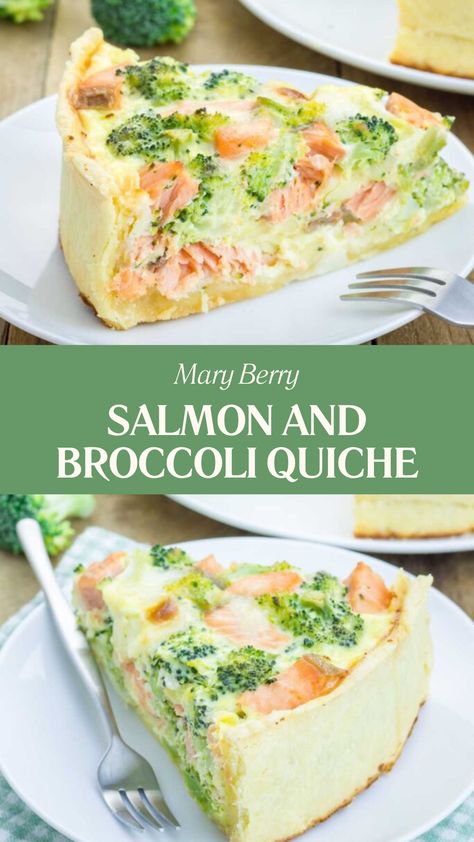 Mary Berry Salmon And Broccoli Quiche Mary Berry Salmon, Salmon Puffs, Broccoli Quiche Recipes, Salmon Broccoli, Hot Smoked Salmon, Egg Sauce, Savoury Tarts, Broccoli Quiche, Salmon And Broccoli