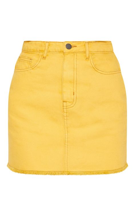 Yellow Denim Skirt, Skirts Short, Yellow Denim, Girls In Mini Skirts, Simple Tees, Skirts For Women, Shoes Uk, Short Skirt, Denim Mini