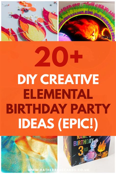 Best Elemental birthday party ideas Elemental Movie Theme Dinner, Elemental Party Food, Elemental Food Ideas, Four Elements Themed Party, Elements Party Theme, Elemental Themed Birthday Party, Elemental Movie Night Food, Element Party Ideas, Elemental Movie Crafts