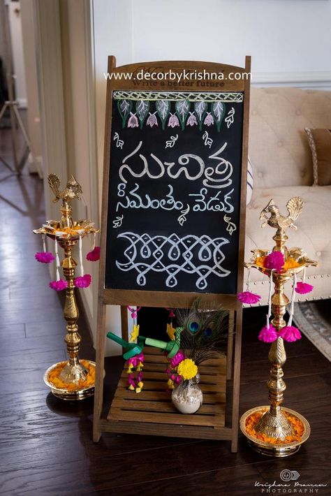 Seemantham Entrance Board, Seemantham Stage Decoration, Seemantham Background Decoration, Gruhapravesham Welcome Board, Welcome Board For Seemantham, Simple Sreemantham Decoration, Simple Seemantham Decoration At Home, Sreemantham Decoration At Home, Seemantham Decoration At Home